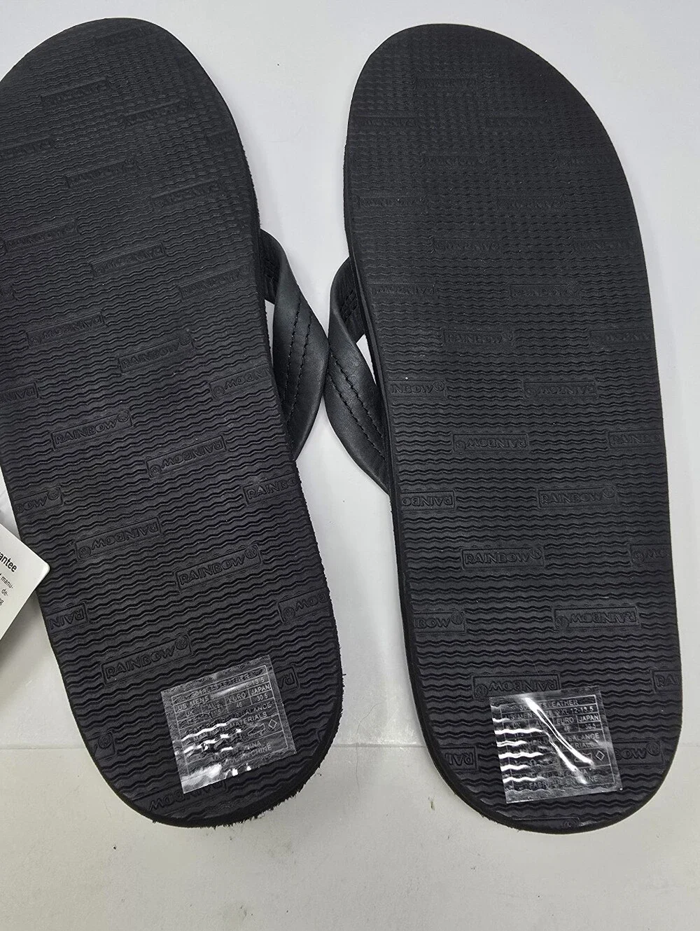 Rainbow Mens 12-13.5 XXL Gloss black Leather 301 Alts Flip Flops Sandals